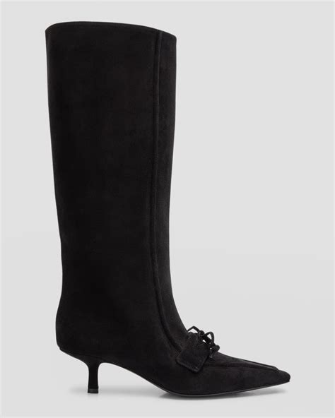 Burberry Sovereign Suede Loafer Knee Boots